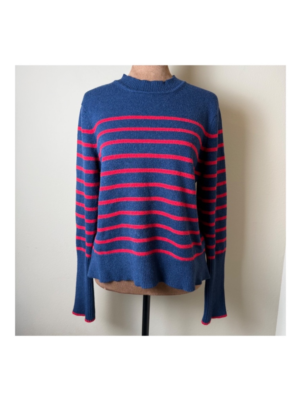 La Ligne x Target Cashmere Blend Sweater Womens Medium Navy Blue Red Nautical